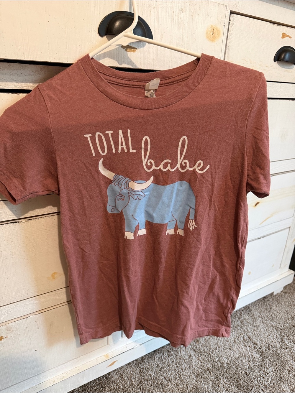 Bella Canvas Dusty Rose 'Total Babe' Tee with Blue Bull Graphic